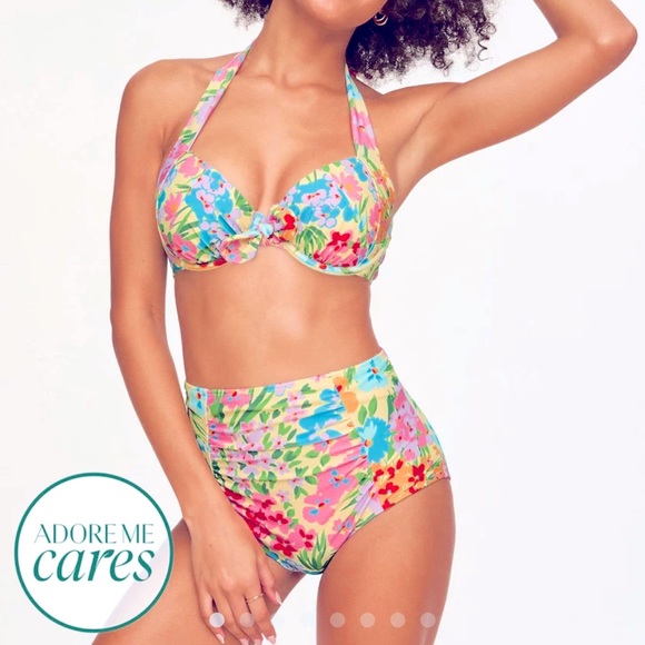 Adore Me Swim Brand New Never Been Worn Adore Me Floral High Wasted Bikini Size M Poshmark